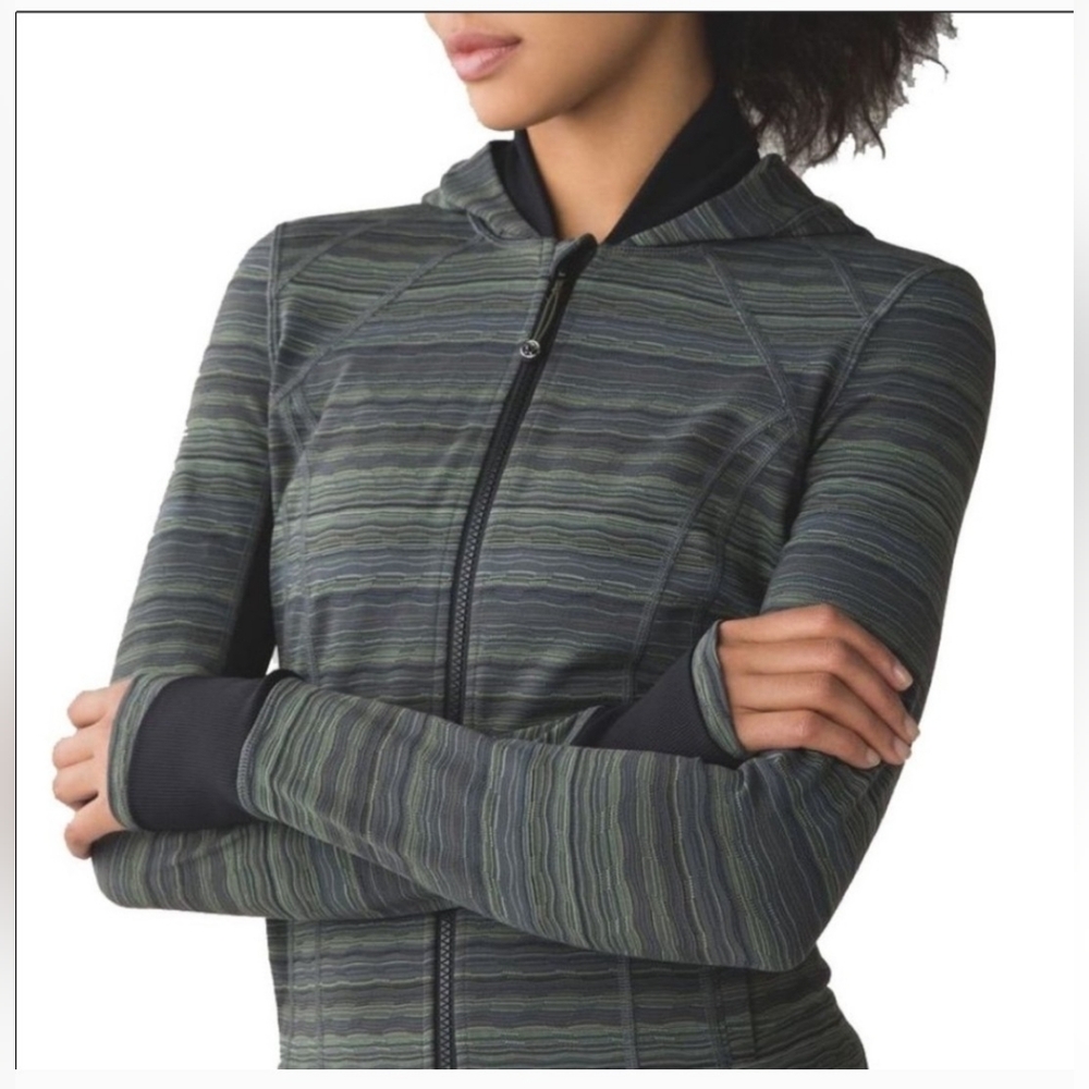 Lululemon Daily Practice Jacket Space Dye Twist Dark Slate Fatigue Green Size 6